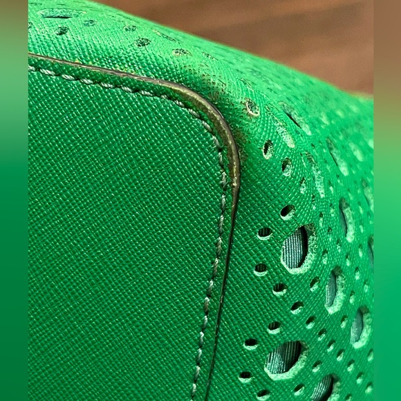 KATE SPADE Newbury Lane Caining Romy Green Perforated Leather Shoulder Satchel - Picture 12 of 17